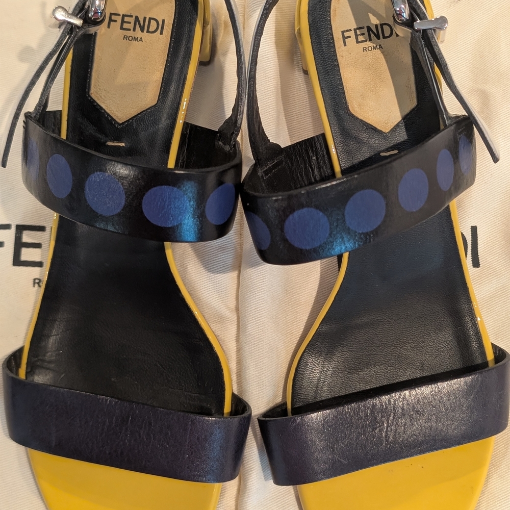 Fendi Women's Navy and Yellow Sandals